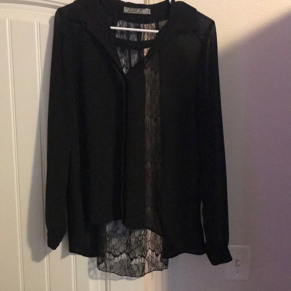Black blouse with lace back